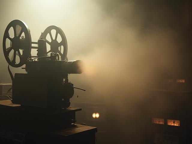 एक फिल्म के लिए वायुमंडलीय ध्वनि डिजाइन की कल्पना, रहस्यमय धुंध और पुरानी रिकॉर्डिंग गियर को दर्शाती है।